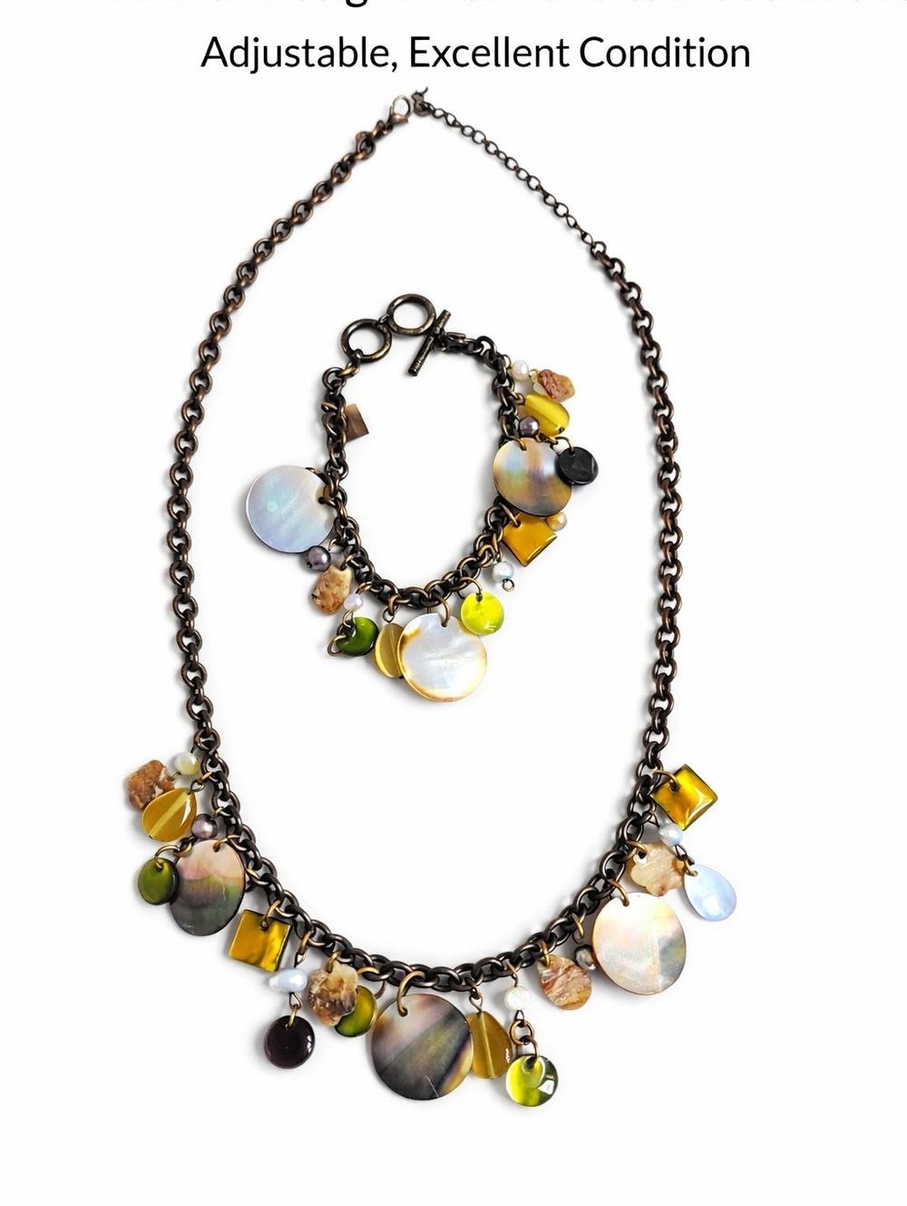 Premier Designs Necklace & Bracelet Set | Adjustable Charm Jewelry | Neutral Boh